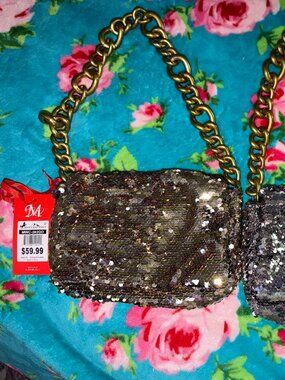 2 Montana West gold and silver clutches with metal straps